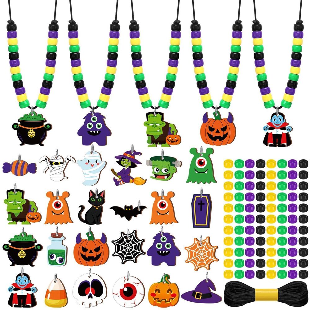 2278 48 Sets DIY Halloween Beads Necklace Crafts Kit Halloween Ghost